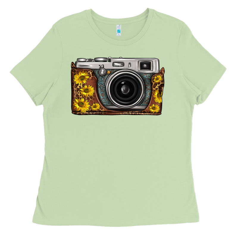 Sunflower Leopard Vintage Camera Ladies Tee by FaDigitalArtStudio | Teevron