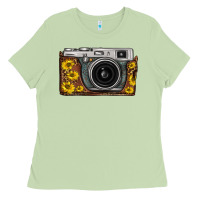 Matcha sunflower leopard vintage camera Ladies Tee - FaDigitalArtStudio