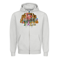 Dove Grey Fall Scene Pumpkin Watercolor Pig Wagon Serape Cheetah Zipper Hoodie - Bettercallsaul