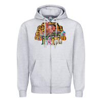 Heather Grey Fall Scene Pumpkin Watercolor Pig Wagon Serape Cheetah Zipper Hoodie - Bettercallsaul