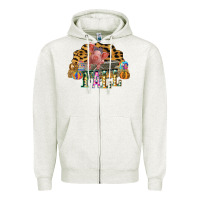 Fall Scene Pumpkin Watercolor Pig Wagon Serape Cheetah Zipper Hoodie | Teevron