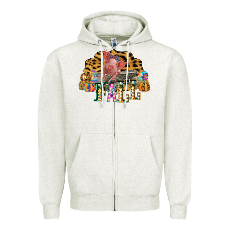 Fall Scene Pumpkin Watercolor Pig Wagon Serape Cheetah Zipper Hoodie by Bettercallsaul | Teevron