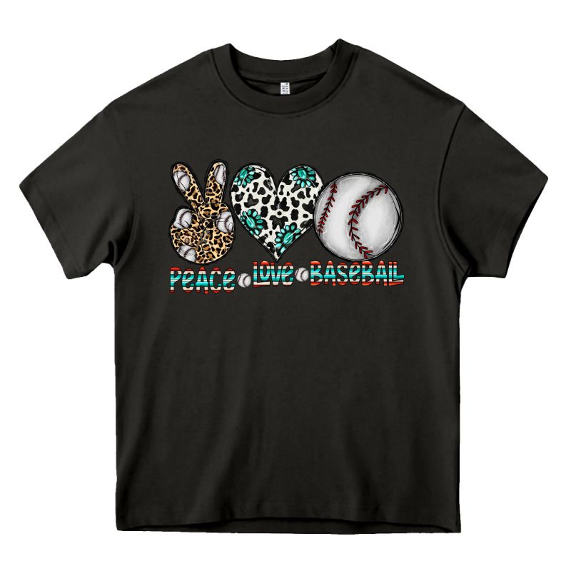 Peace Love Baseball Heavy Core Tee by CowhideDigitalArt | Teevron