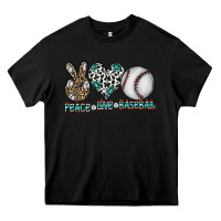 Black peace love baseball Heavy Core Tee - CowhideDigitalArt