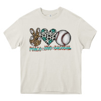 Cream peace love baseball Heavy Core Tee - CowhideDigitalArt