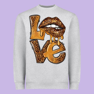 Love Leopard With Lips Heavyweight Sweatshirt Designed By Nancycooperartshop