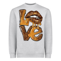 Heather Grey love leopard with lips Heavyweight Sweatshirt - NancyCooperArtShop