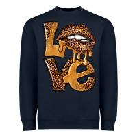 Navy love leopard with lips Heavyweight Sweatshirt - NancyCooperArtShop