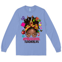 Colony Blue preschool teacher life afro messy bun Long Sleeve Tee - NancyCooperArtShop