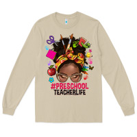 Mushroom preschool teacher life afro messy bun Long Sleeve Tee - NancyCooperArtShop