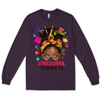 Plum preschool teacher life afro messy bun Long Sleeve Tee - NancyCooperArtShop