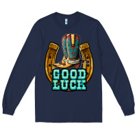 Navy good luck Long Sleeve Tee - JahusDesignShop