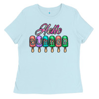 Baby Blue hello summer Ladies Tee - CowhideDigitalArt