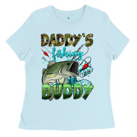 Baby Blue daddy's fishing buddy Ladies Tee - HRA Design Shop