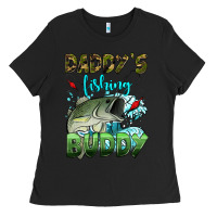 Black daddy's fishing buddy Ladies Tee - HRA Design Shop