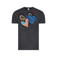 Vintage Black american flag leopard hearts Vintage Tee - MaliasSmallBusiness