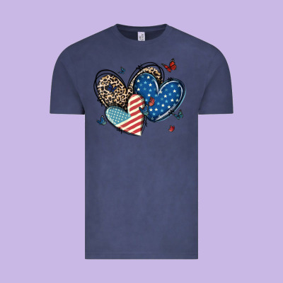 American Flag Leopard Hearts Vintage Tee Designed By Maliassmallbusiness