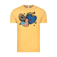 Vintage Mustard american flag leopard hearts Vintage Tee - MaliasSmallBusiness