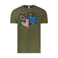 Vintage Olive american flag leopard hearts Vintage Tee - MaliasSmallBusiness