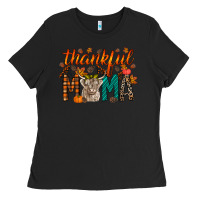 Black thankful mama highland cow Ladies Tee - RacoonDesign