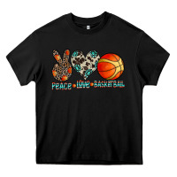 Black peace love basketball Heavy Core Tee - CowhideDigitalArt