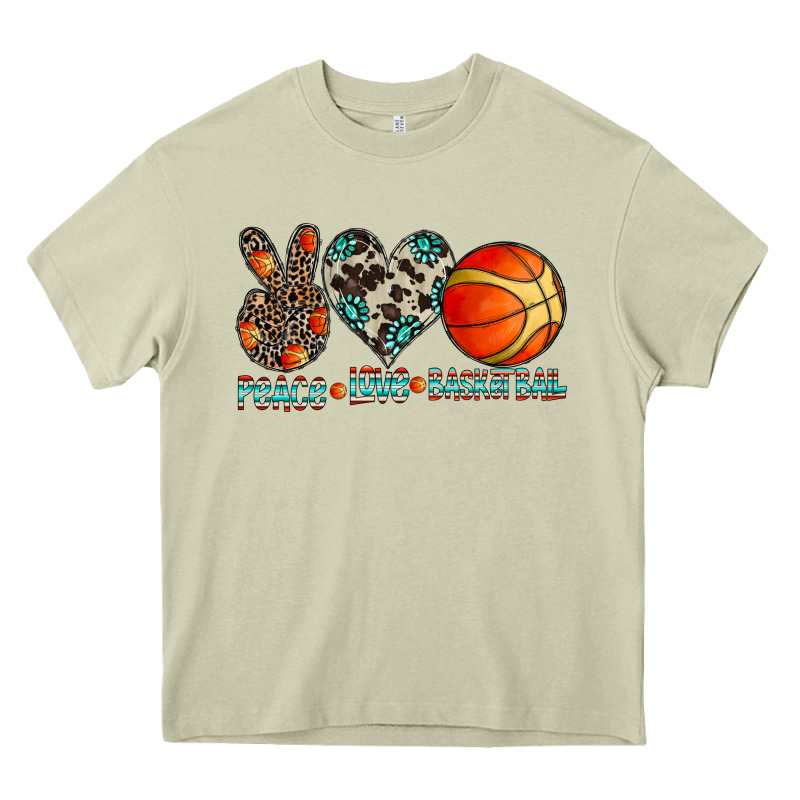 Peace Love Basketball Heavy Core Tee by CowhideDigitalArt | Teevron