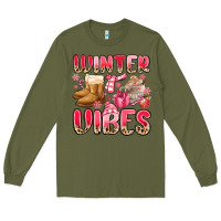 Army Green pink winter vibes Long Sleeve Tee - MaliasSmallBusiness