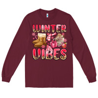 Burgundy pink winter vibes Long Sleeve Tee - MaliasSmallBusiness