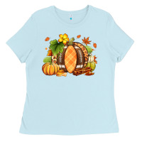 Baby Blue Fall American Football Ladies Tee - RanaPortraitStore