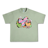 Oil Green easter hearts Urban Heavy Tee - MaliasSmallBusiness