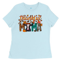 Baby Blue thankful mama holstein cow Ladies Tee - RacoonDesign