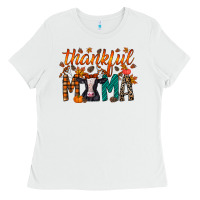 White thankful mama holstein cow Ladies Tee - RacoonDesign