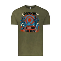 Vintage Olive dream' in red white and blue Vintage Tee - MaliasSmallBusiness