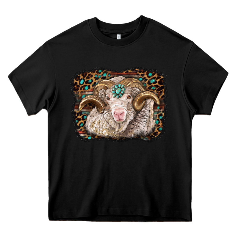 Merino Ram With Leopard Background Heavy Core Tee by BarkalooDesign | Teevron
