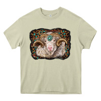 Mossy merino ram with leopard background Heavy Core Tee - BarkalooDesign
