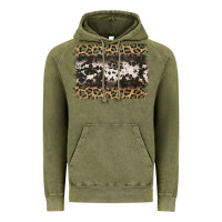 Vintage Olive leopard cowhide pattern background Vintage Hoodie - Jasminsmagicworld