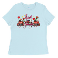 Baby Blue valentine's day farm trucks farm animals Ladies Tee - FaDigitalArtStudio