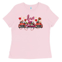 Bubblegum Pink valentine's day farm trucks farm animals Ladies Tee - FaDigitalArtStudio
