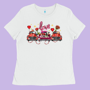 Valentine's Day Farm Trucks Farm Animals Ladies Tee Designed By Fadigitalartstudio