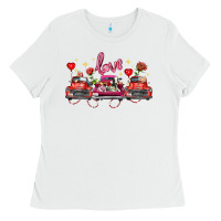 White valentine's day farm trucks farm animals Ladies Tee - FaDigitalArtStudio