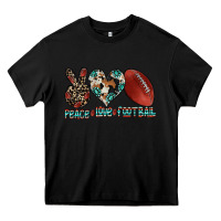 Black peace love football Heavy Core Tee - CowhideDigitalArt
