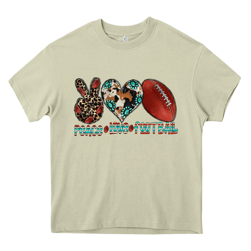 Peace Love Football Heavy Core Tee by CowhideDigitalArt | Teevron