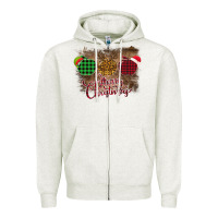 Oatmeal Heather Merry Christmas Apples Zipper Hoodie - Bettercallsaul