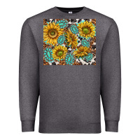 Charcoal Heather turquoise sunflowers with gemstones Premium Sweatshirt - TumblerDesignByShophia