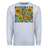Heather Grey turquoise sunflowers with gemstones Premium Sweatshirt - TumblerDesignByShophia