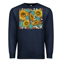 Navy turquoise sunflowers with gemstones Premium Sweatshirt - TumblerDesignByShophia