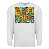 Oatmeal Heather turquoise sunflowers with gemstones Premium Sweatshirt - TumblerDesignByShophia
