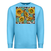 Ocean Blue turquoise sunflowers with gemstones Premium Sweatshirt - TumblerDesignByShophia