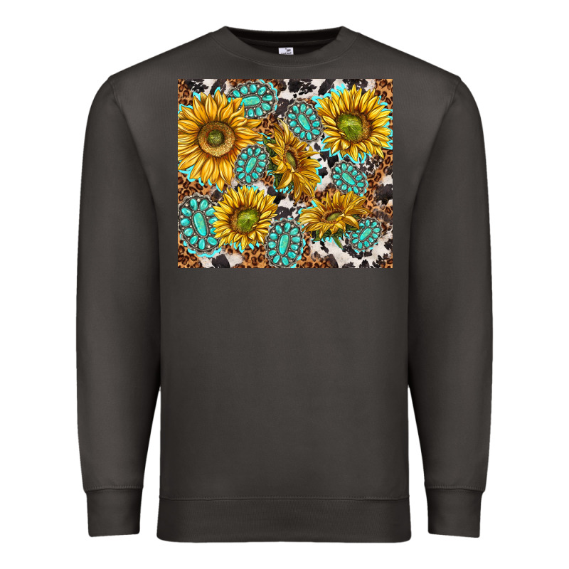 Turquoise Sunflowers With Gemstones Premium Sweatshirt by TumblerDesignByShophia | Teevron