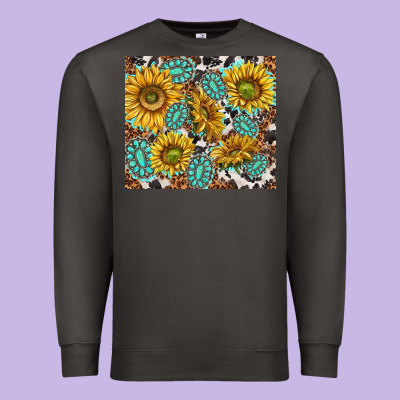 Turquoise Sunflowers With Gemstones Premium Sweatshirt Designed By Tumblerdesignbyshophia